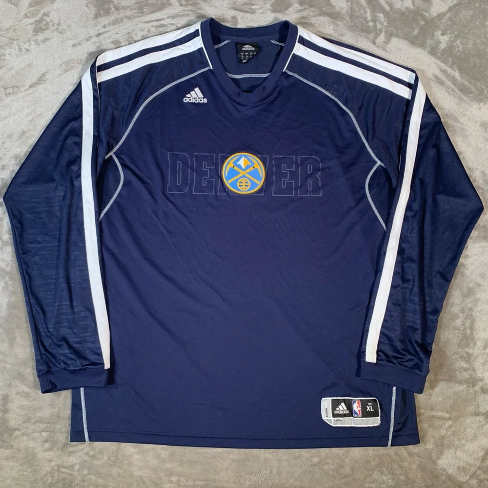 Adidas Warm Up‎ Shirt Men’s XL Blue NBA Denver Nuggets Long Sleeve